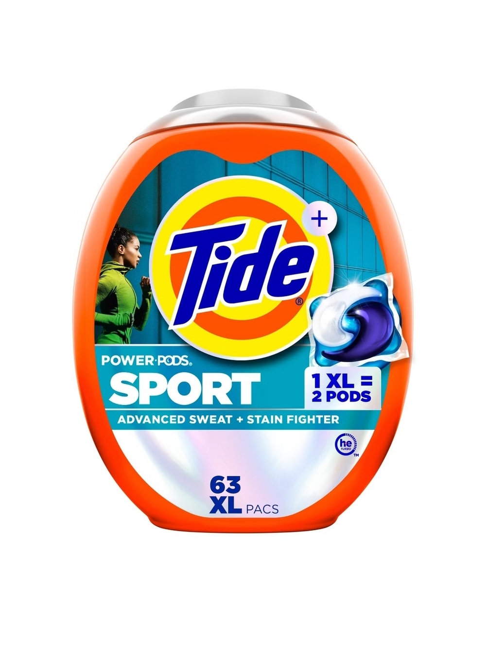 Tide Power Pods Sport Laundry Detergent Pacs (Orange) - 63 XL